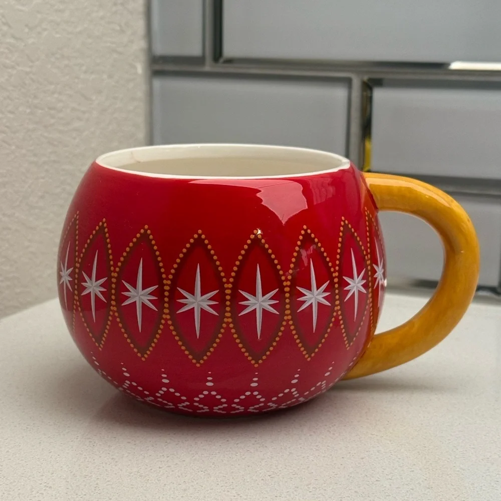 Harry & David Holiday Christmas Mug Red and White Starburst Pattern Ceramic - Picture 2 of 10
